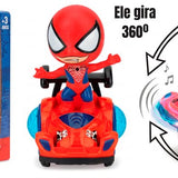 Boneco Heroi Aranha Com Luzes e Giratório - Vermelha