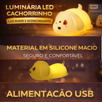Luminária cachorrinho silicone macio Petrin luz suave quarto infantil | Lgjlima Comercio