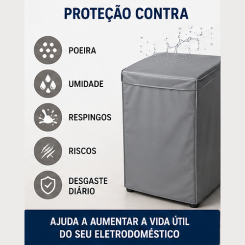 Capa de Maquina de Lavar Com Tampa PVC P - Cinza- Lgjlimacomercio