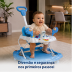 Andador Infantil com Empurrador Interativo - Azul - lgjlimacomercio