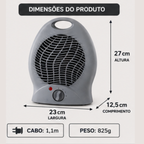 Aquecedor Elétrico 2000W 220V Portátil Cinza Quarto Sala Startools - lgjlimacomercio