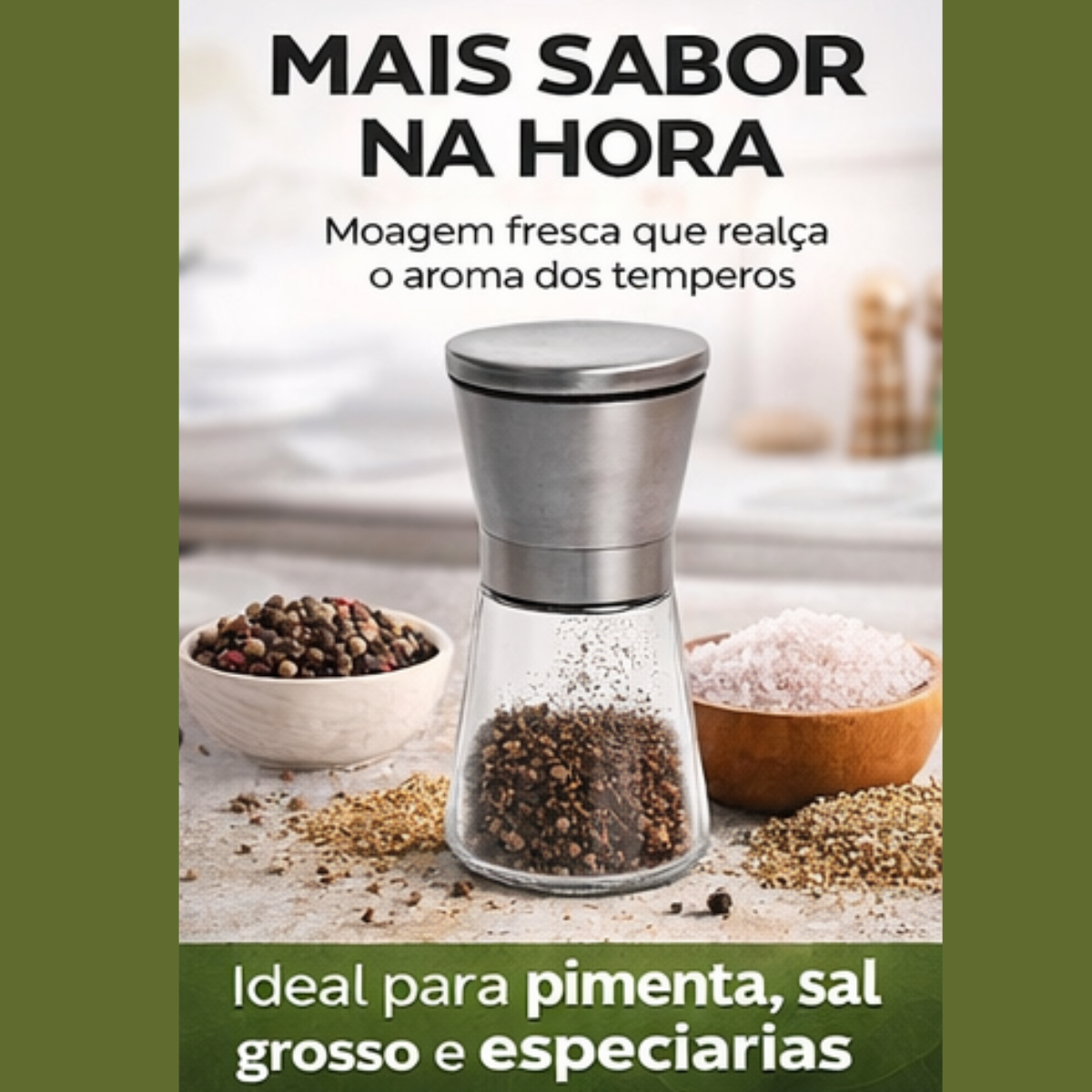 Moedor de pimenta Petrin 165ml inox e vidro uso doméstico | Lgjlima Comercio