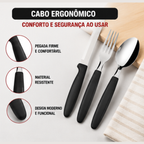 Talheres Fratelli cabo preto 12 peças fácil de limpar | Lgjlima Comercio