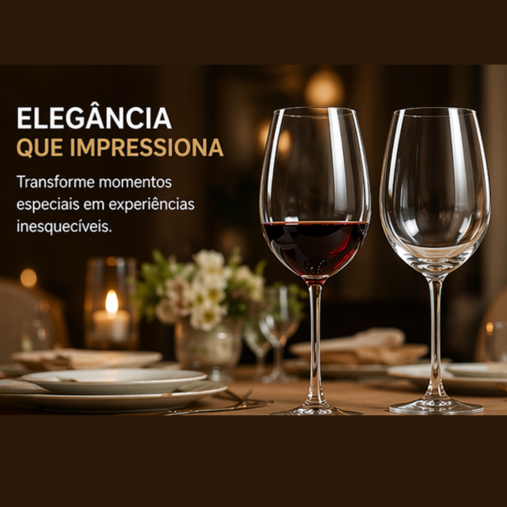 Jogo taças vinho cristal 615ml Fratelli ocasiões especiais | Lgjlima Comercio
