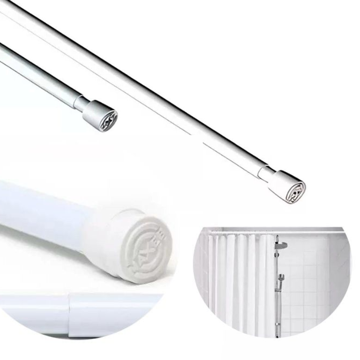Tubo Barra Extensível Ajustável Cortina Box De Banheiro 0,90 a 1,40 - lgjlimacomercio