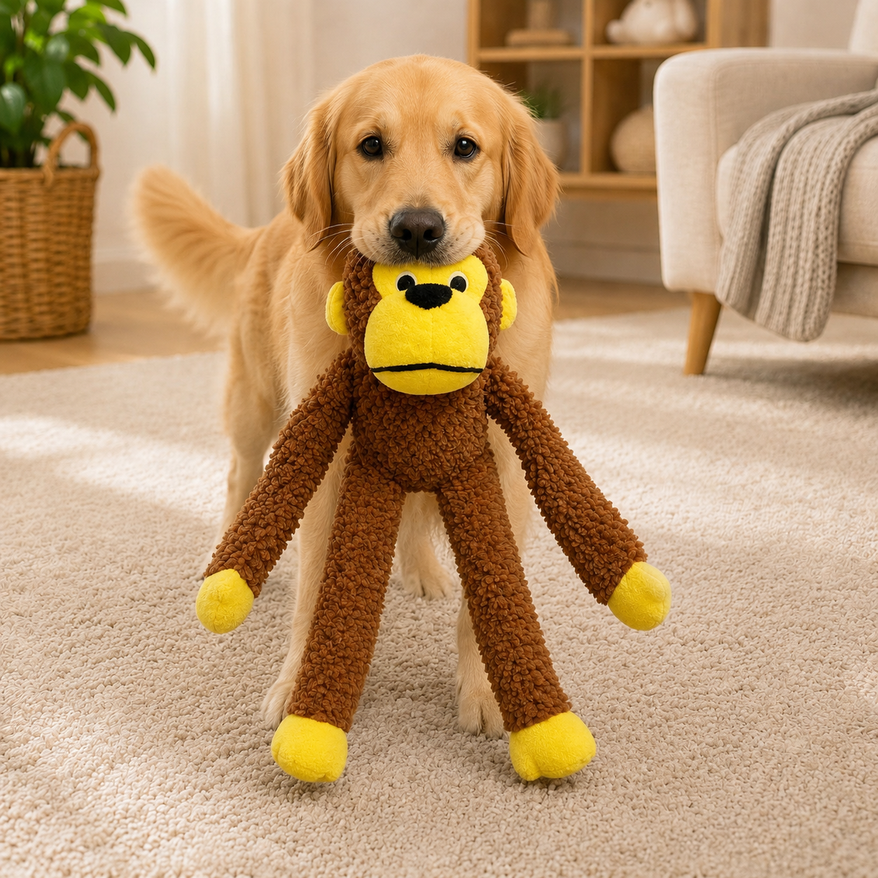 Brinquedo Pet Macaco Pelúcia com Apito 45cm