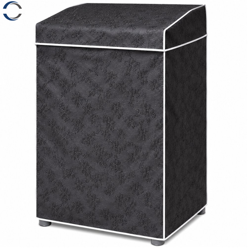 Capa de Maquina de Lavar PVC Forrada com Tampa G - Preta - lgjlimacomercio