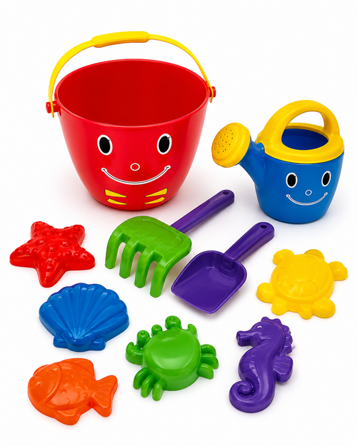 Balde Infantil de Praia 13 Peças com Pá e Moldes Fundo do Mar