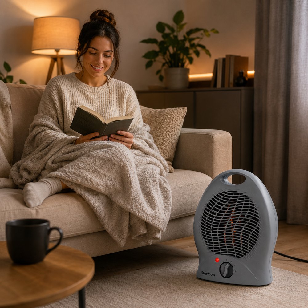 Aquecedor Elétrico Portátil 1000W 127V Ventilação Ar Startools - lgjlimacomercio