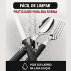 Conjunto talheres Fratelli cabo preto resistente e durável | Lgjlima Comercio