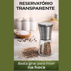 Moedor manual pimenta inox e vidro 165ml design elegante Petrin | Lgjlima Comercio