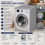 Capa Para Máquina Lavar com Visor Transparente e Zíper GG - Cinza - lgjlimacomercio