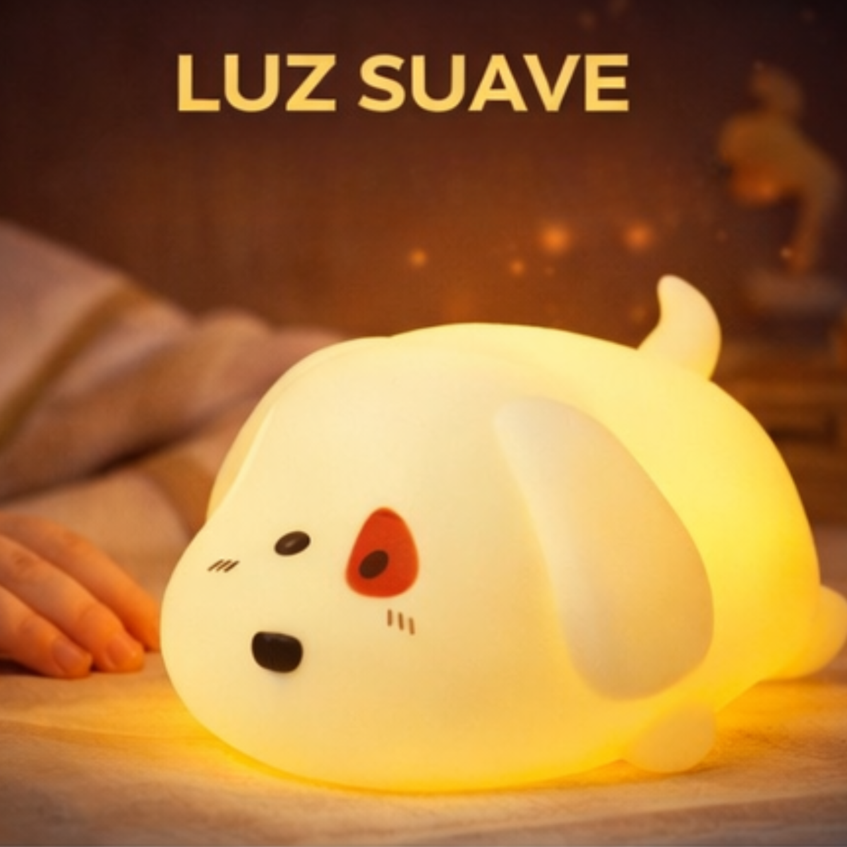 Luz noturna LED cachorrinho Petrin 5 cores sensor touch USB | Lgjlima Comercio