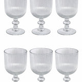 Jogo 6 Taças Vidro Athens 380ml Elegante Resistente Canelada