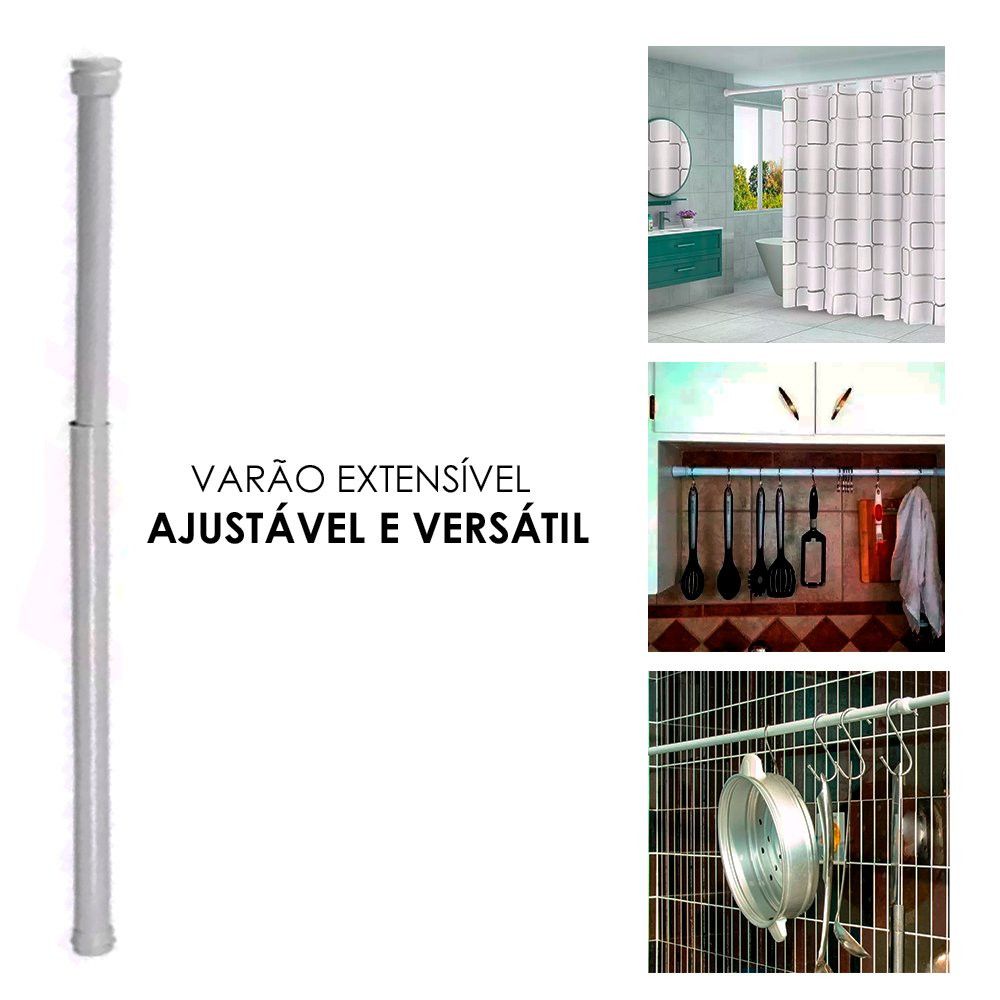 Tubo Barra Extensível Ajustável Cortina Box De Banheiro 0,90 a 1,40 - lgjlimacomercio