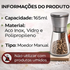 Moedor pimenta manual Petrin 165ml recipiente vidro resistente | Lgjlima Comercio
