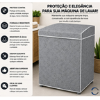 Capa Para Máquina de Lavar Forrada Abertura Superior M - Cinza - lgjlimacomercio