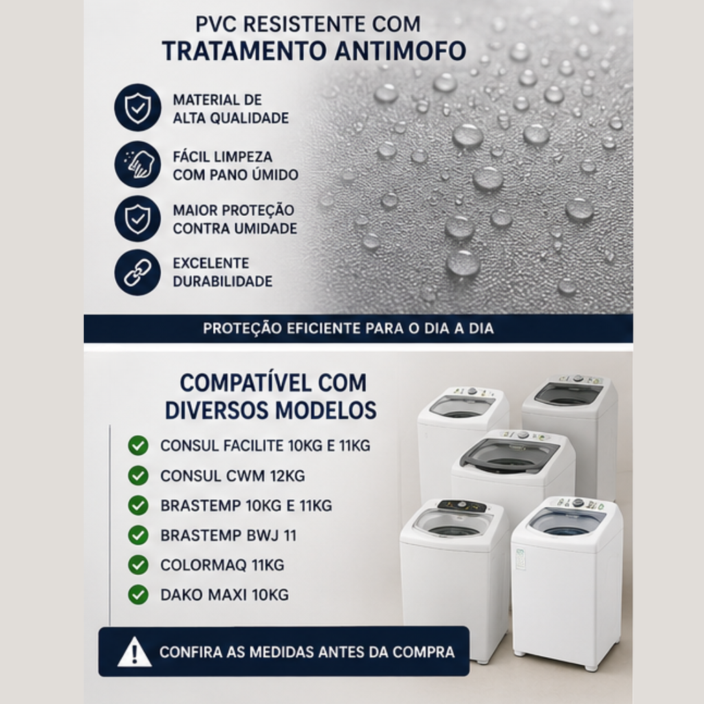 Capa de Maquina de Lavar Com Tampa PVC M - Cinza - Lgjlimacomercio