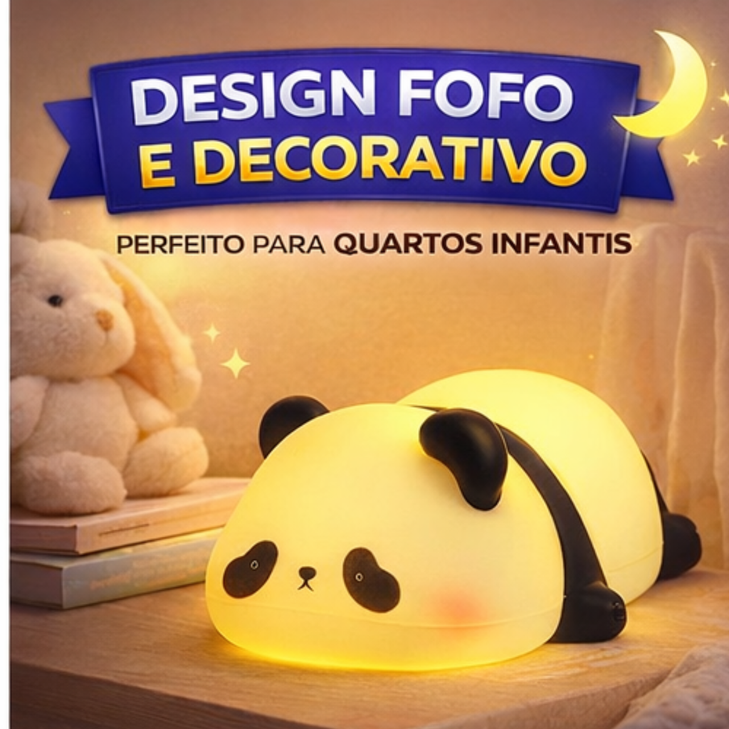 Abajur infantil Panda LED silicone luz suave e segura | Lgjlima Comercio