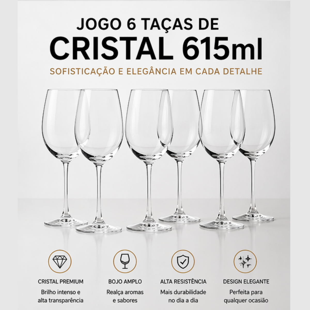 Taça vinho cristal 615ml Fratelli fácil de limpar | Lgjlima Comercio