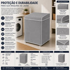 Capa de Maquina de Lavar Com Tampa PVC P - Cinza- Lgjlimacomercio