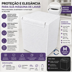 Capa Para Máquina de Lavar Forrada Com Zíper Abertura Superior M - Branca - lgjlimacomercio