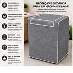Capa Para Máquina de Lavar Forrada Com Zíper Abertura Superior M - Cinza - lgjlimacomercio