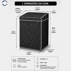 Capa de Maquina de Lavar PVC Forrada com Tampa G - Preta - lgjlimacomercio