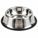 Comedouro Antiderrapante Redondo Para Cachorro e Gato 22cm - Inox