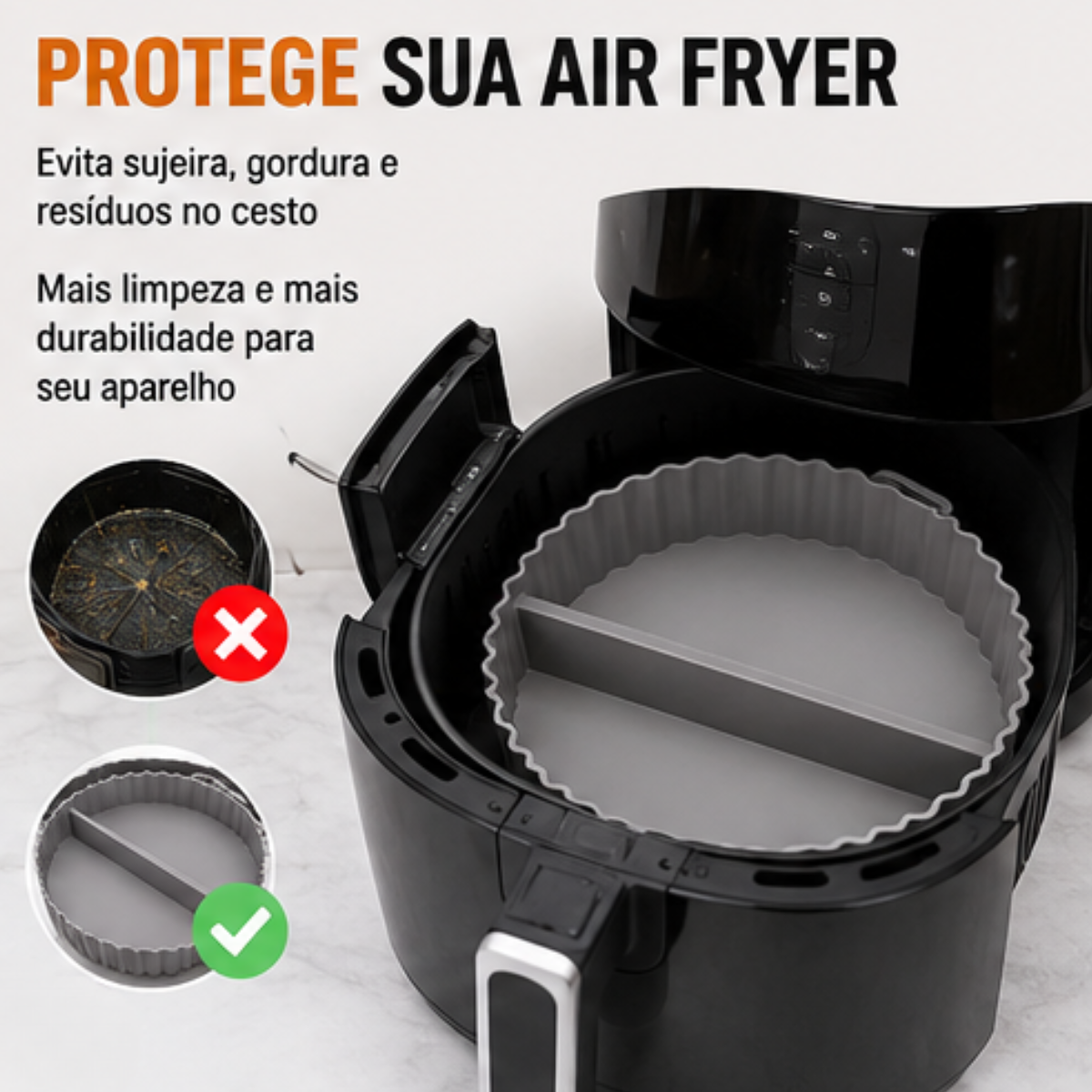 Forma silicone air fryer 20cm não gruda e fácil de lavar | Lgjlima Comercio