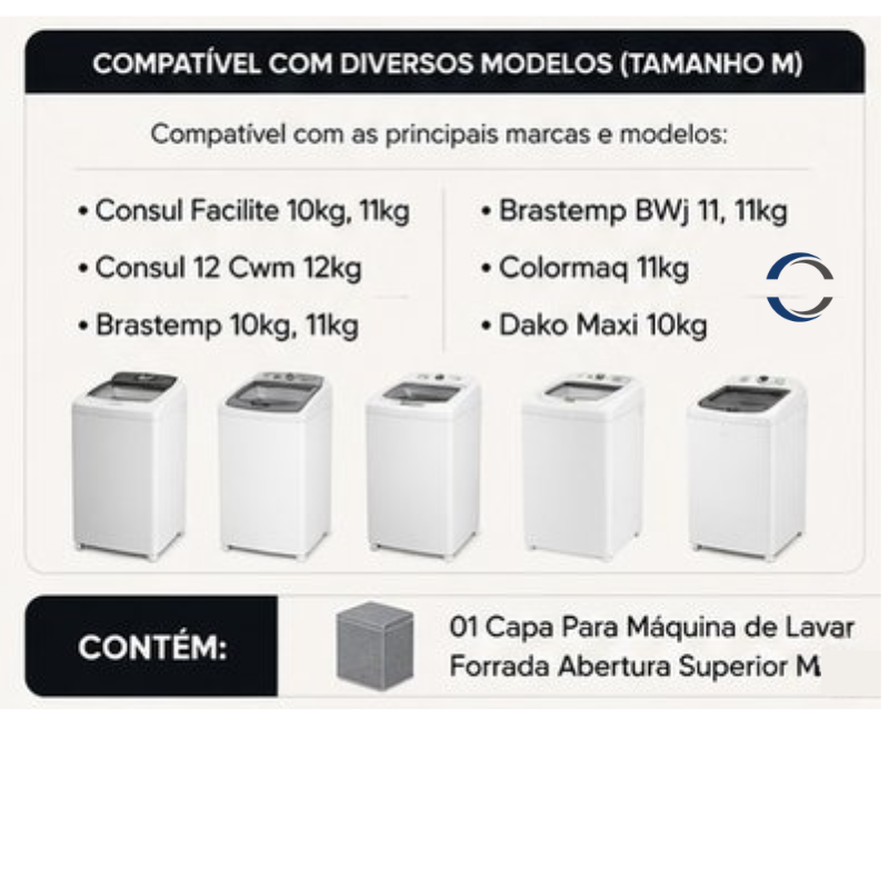 Capa Para Máquina de Lavar Forrada Abertura Superior M - Cinza - lgjlimacomercio