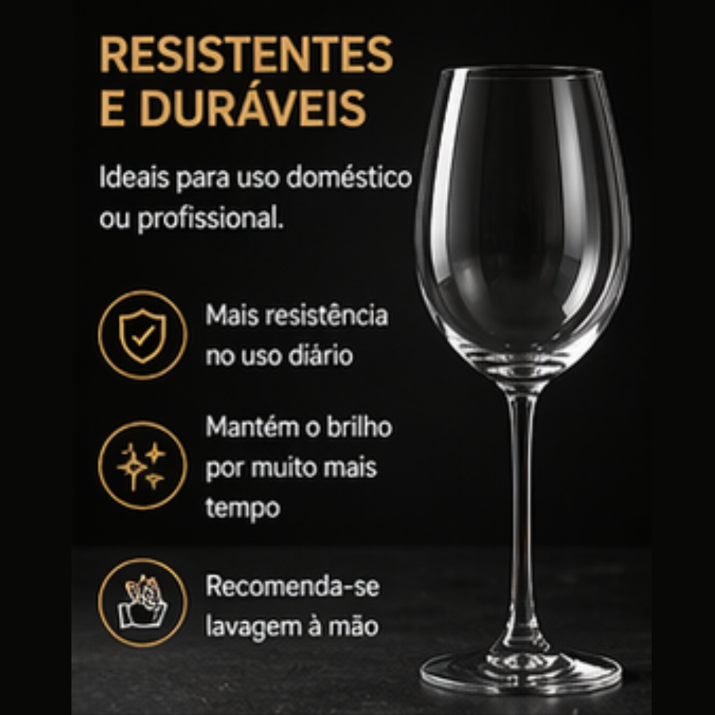 Conjunto 6 taças cristal 615ml sílica e titânio alta resistência | Lgjlima Comercio
