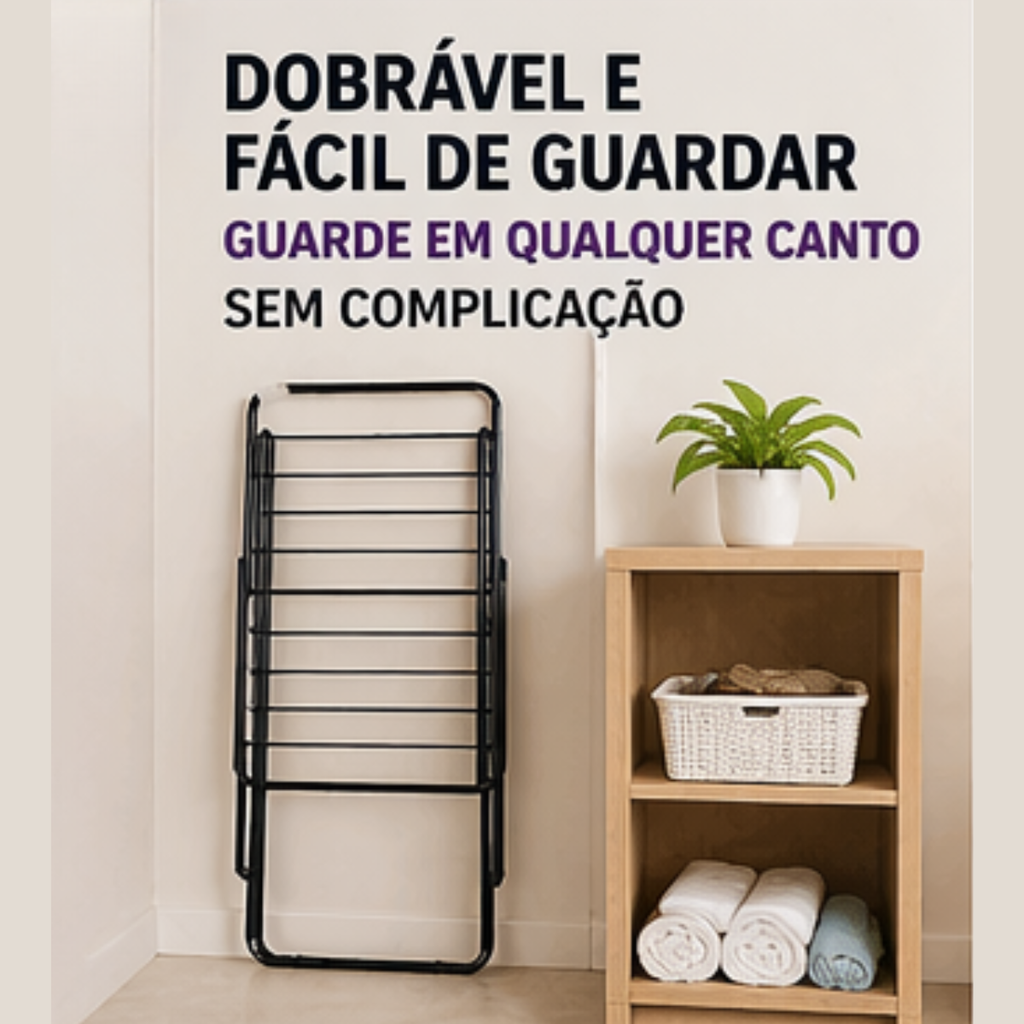 Varal dobrável Buenos Aires aço resistente uso interno e externo | Lgjlima Comercio