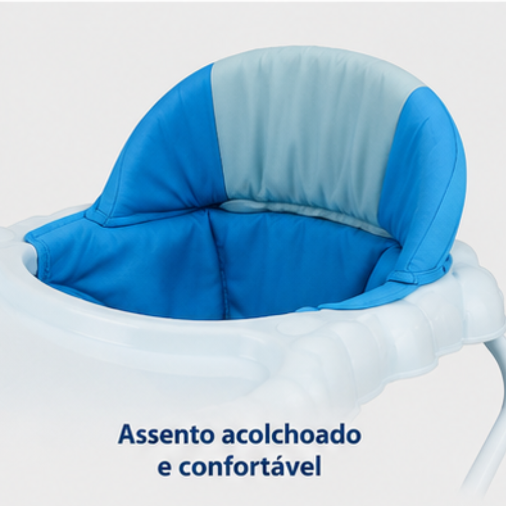 Andador Infantil com Empurrador Interativo - Azul - lgjlimacomercio