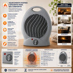 Aquecedor Elétrico 2000W 220V Portátil Cinza Quarto Sala Startools - lgjlimacomercio