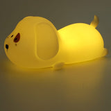 Luminária LED Cachorrinho Silicone Toque 5 Cores USB Fofa