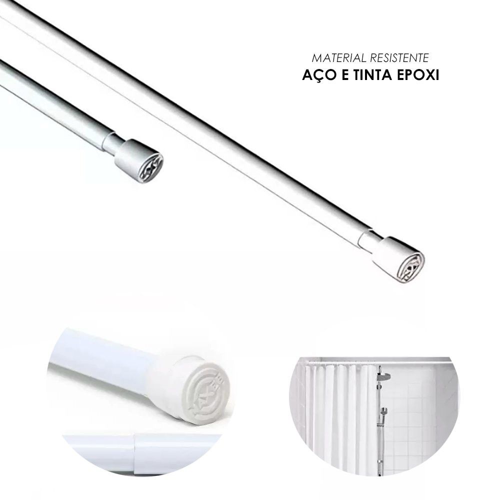 Tubo Barra Extensível Ajustável Cortina Box De Banheiro 0,90 a 1,40 - lgjlimacomercio