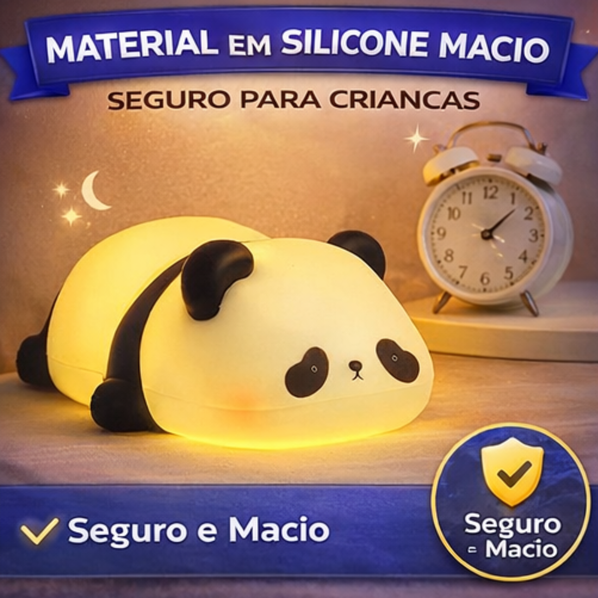 Luz noturna LED Panda 5 cores USB quarto infantil Petrin | Lgjlima Comercio
