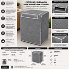 Capa Para Máquina de Lavar Forrada Com Zíper Abertura Superior M - Cinza - lgjlimacomercio