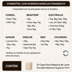 Capa Para Máquina de Lavar Forrada Com Zíper Abertura Superior P - Bege - lgjlimacomercio