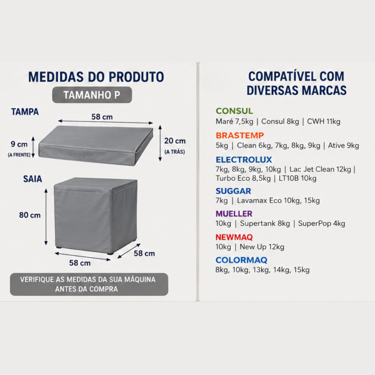 Capa de Maquina de Lavar Com Tampa PVC P - Cinza- Lgjlimacomercio