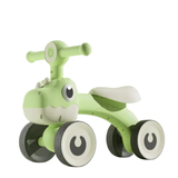 Bicicleta De Equilibrio Infantil Quadriciclo Balance Bike Dino Verde com Luz 4 Rodas Unitoys Bebe Seguro Resistente Aco