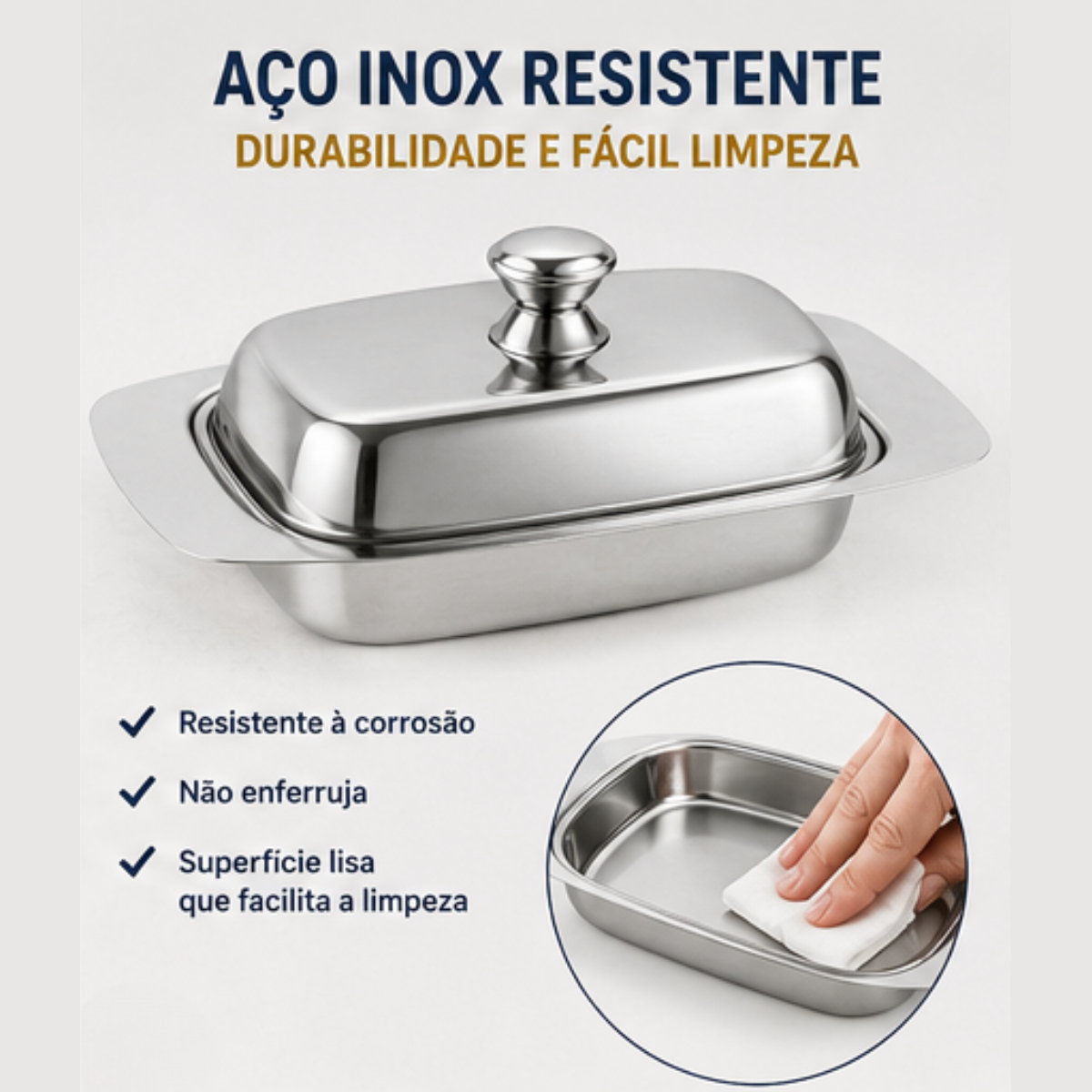 Manteigueira com Tampa inox - lgjlimacomercio