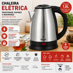 Chaleira Elétrica 1.8Lts 1500W 220V Inox - lgjlimacomercio