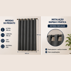 Cortina Black- Out com Alças 140x140 - Cinza - lgjlimacomercio