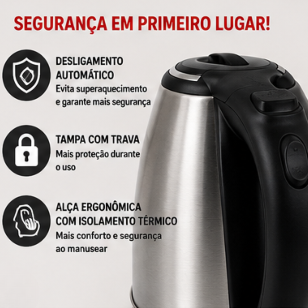 Chaleira Elétrica 1.8Lts 1000W 127V Inox - lgjlimacomercio