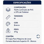 Capa Para Máquina de Lavar Forrada Abertura Superior M - Branca - lgjlimacomercio