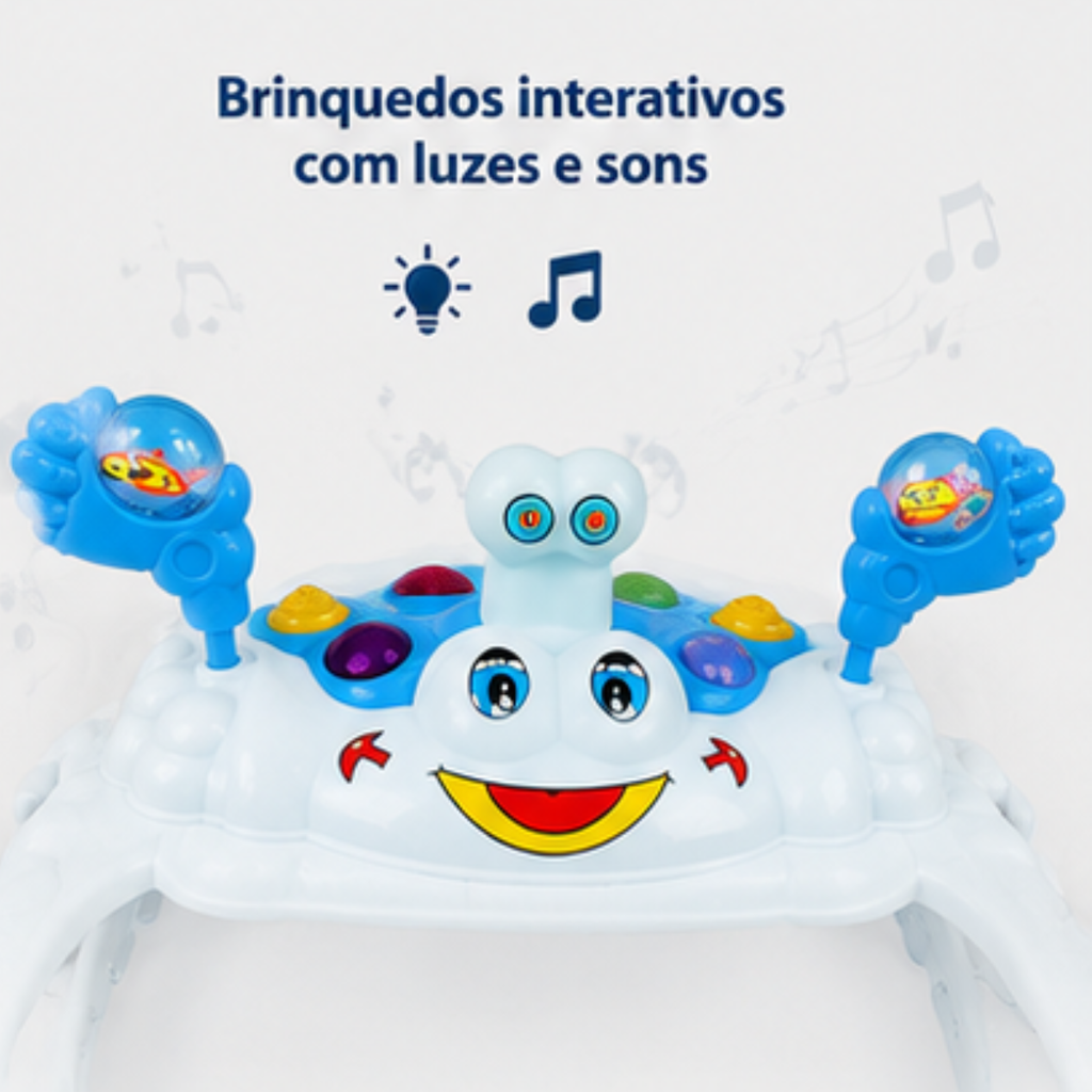 Andador Infantil com Empurrador Interativo - Azul - lgjlimacomercio