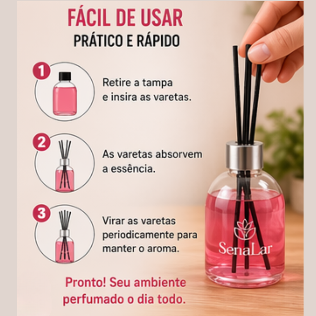 Difusor Senalar 250ml design elegante cor rosa | Lgjlima Comercio