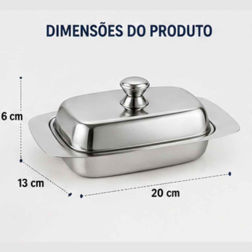 Manteigueira com Tampa inox - lgjlimacomercio